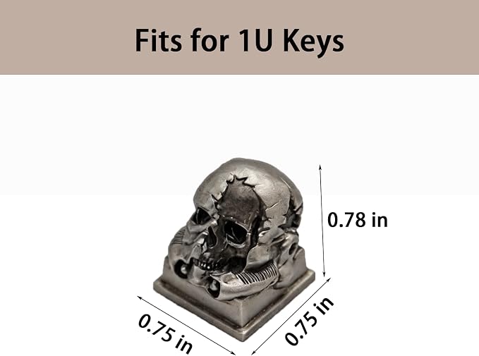 Artisan Skull Keycaps, Custom Cool Retro Cover Caps for MX Mechanical Keyboard, Resin Handmade 1U Single Replacement for Esc Del Arrow Key (Silver Skull)