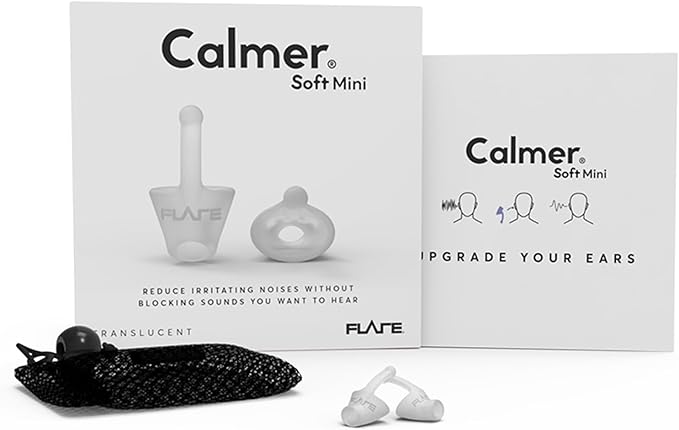 Flare Calmer Mini | Ear Plugs Alternative | Daily Noise Relief | Sound Sensitivity | Stress Relief | No Muffling | Improve Wellbeing | Comfy, Reusable, Soft Silicone Earplugs | Soft Translucent