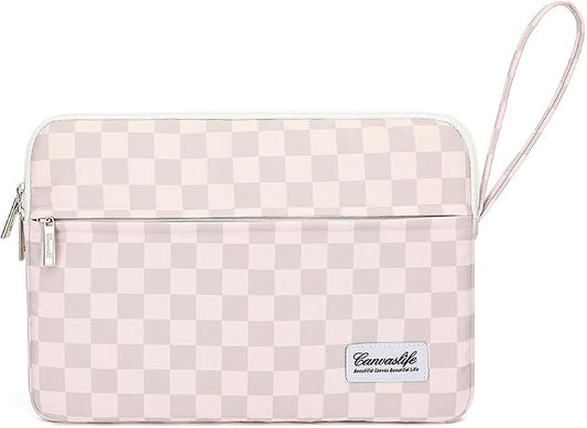 Canvaslife Laptop Sleeve Case Cover with Pocket for MacBook Pro 14 inch and 14 inch-14.4 inch HP, Lenovo, Dell, ASUS, Acer Notebook Computer (Neutral Checker)