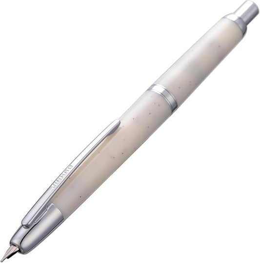 Jinhao 20 Press Fountain Pen, Snow White Retractable Medium Nib with Ink Converter Set (Silver Clip)