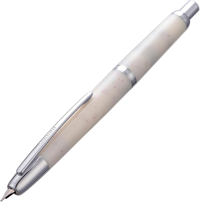 Jinhao 20 Press Fountain Pen, Snow White Retractable Extra Fine Nib with Ink Converter Set (Silver Clip)