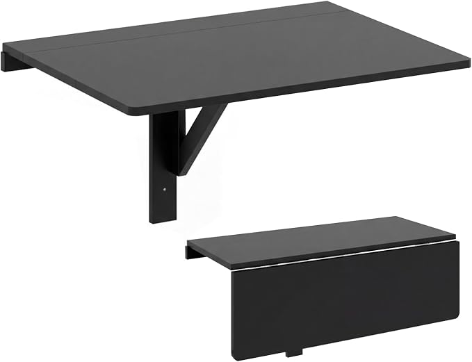 Tangkula 31.5" Wall Mounted Folding Desk, Drop-Leaf Floating Desk with Spacious Surface, Space-Saving Foldable Wall Table for Study, Bedroom, Laundry, Balcony & Small Spaces