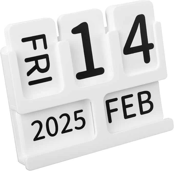 Acrylic Perpetual Calendar for Desk, Vintage Desktop Perpetual Calendar 2025-2034, Large Date Display Flip Blocks Tabletop Decor Daily Calendar Desk Accessory for Daily Office Home decoration (White)