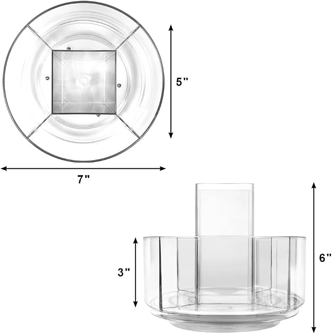 Rotating Acrylic Pen Holder, Clear Pencil Holder for Desk, 360 Degree Rotating Makeup Brush Holder and Storage Organizer, Modern Desk Organizer for School, Home and Office.