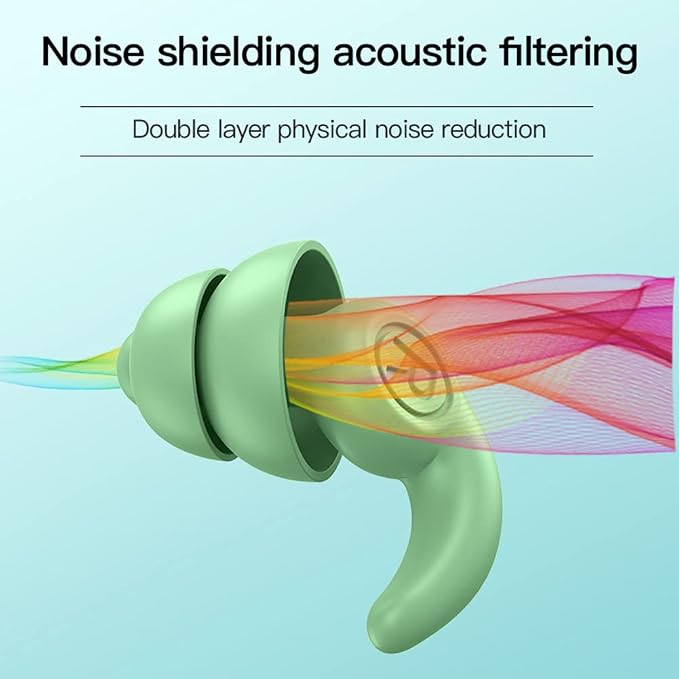 Super Soft Silicone Noise Reduction Earplugs Reusable Hearing Protection in Flexible Silicone for Sleep, Noise Sensitivity & Flights (Black Blue)