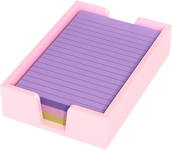 WINFFOR Acrylic Notepad Holder Dispenser - 4x6 in Sticky Note Memo Holder Self-Stick Note Pad Organizer (W/O Pads) Office Desk Accessories School Supplies, Lightpink