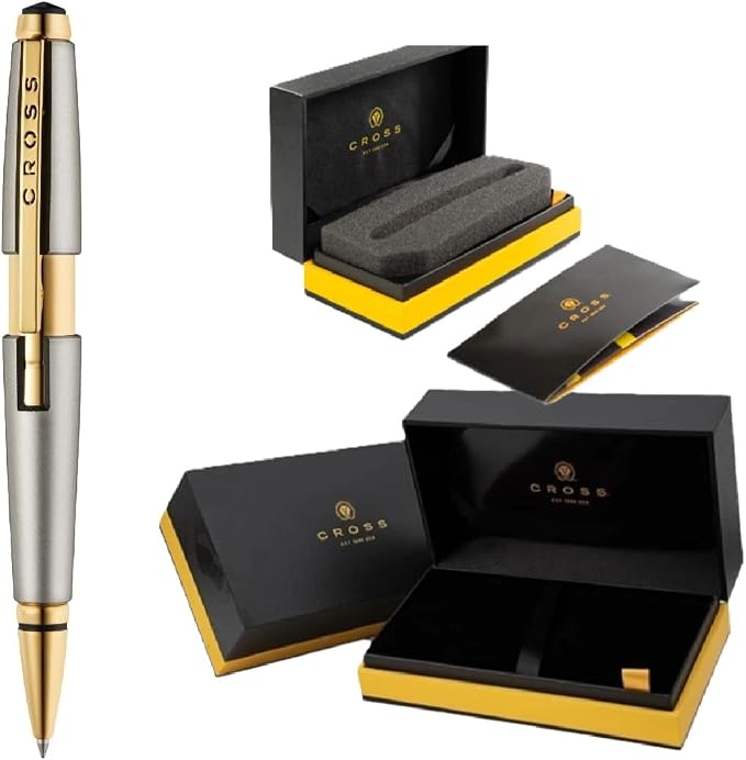 Cross Edge Rollerball Pen, Includes Luxury Gift Box (Titanium and Gold)