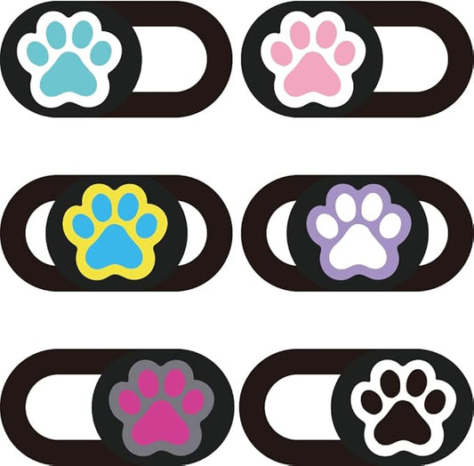 6Pcs 6 Styles Paw Print Cute Laptop Camera Cover 0.04 Inch Privacy Guard Accessories, Webcam Cover Slide Ultra Thin Protector Blocker for Desktop Computer Tablet Notebook Mini PC Office Use