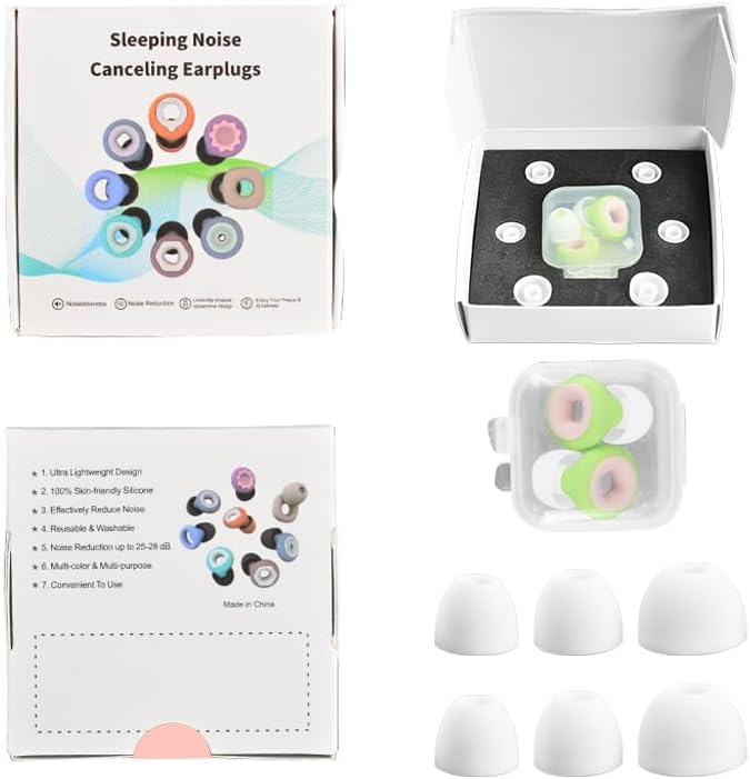 1 Box Sleeping Noise Canceling Earplugs,Protection for Focus,Travel,Concerts,Sports & Noise Sensitivity Reusable Ear ProtectionNoise reducing Soft Silicone earplugs (Yellow Pink, 1 Count (Pack of 1))