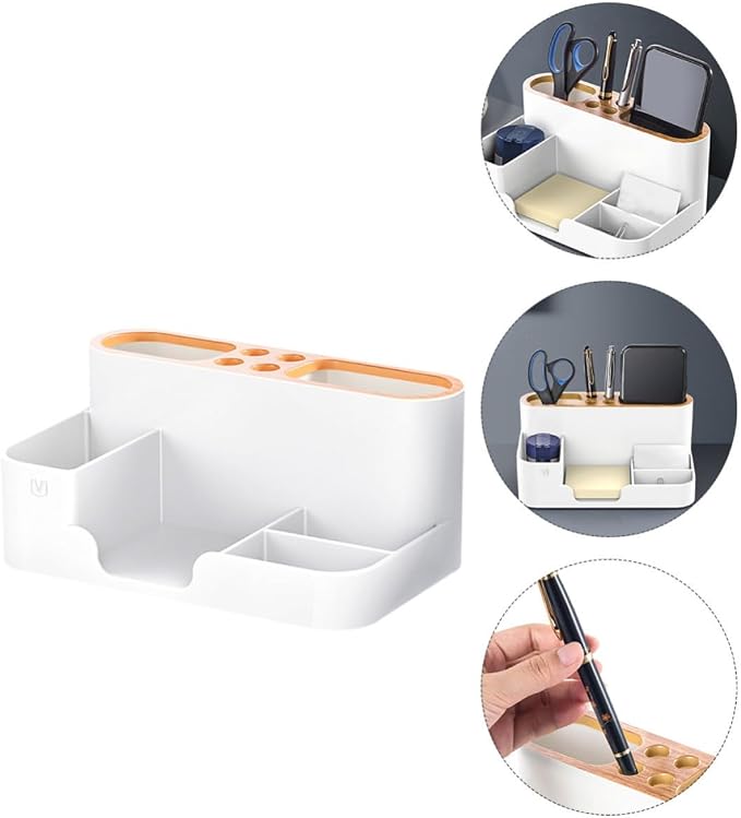 YARNOW Plastic Desktop Storage Box Organizer for Office and Cosmetics, Lightweight and Solid Pencil Holder with Avant-garde Design, Simple and Clean Style for Desktop Use