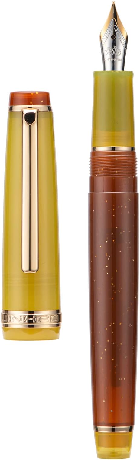 3 Jinhao 82 Fountain Pen Transparent Mixed Classic Color Acrylic Extra Fine Point Gold Trim with Converter Set