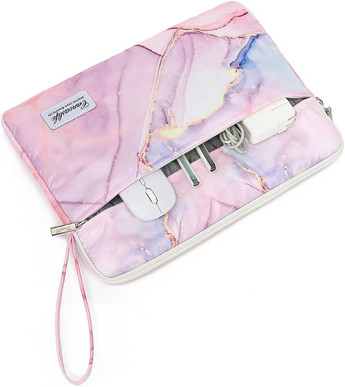 15.6-inch Notebook case, Waterproof and Shockproof Protective Computer case, can be Used to Cover Shopping cart Cases. The Notebook is Compatible with Lenovo, ASUS and HP (New Pink Marble)