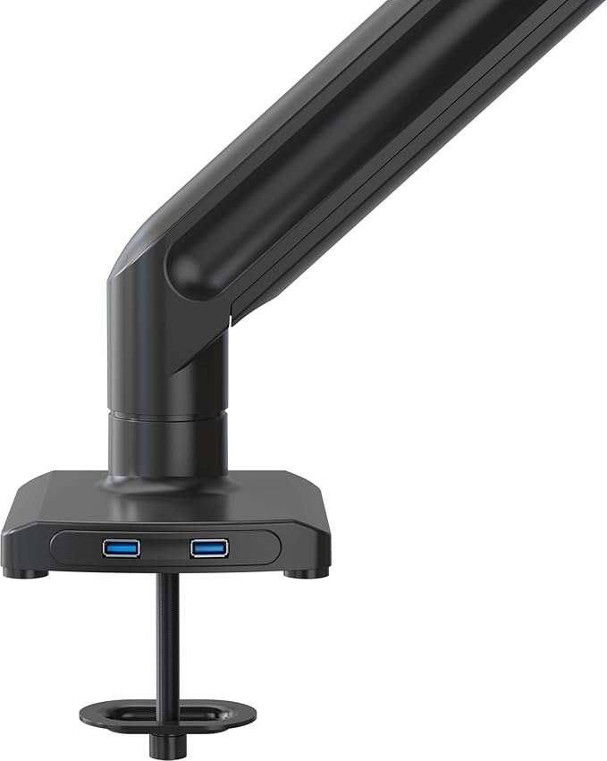 Redragon GMK916 Ultrawide Monitor Mount with USB - Gas Spring Adjustable Arms with VESA 75/100mm, 15-49 Inch Screen Compatibility, C Clamp & Grommet Base, Cable Management, 44lbs Load Capacity