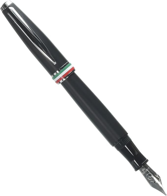 Monteverde USA Aldo Domani Italia Fountain Pen Matte Black - Broad Nib - Luxury Writing Pen - Italian Design - JoWo Stainless Steel Nib - Smooth Ink Flow - Refillable - Gift Box Included