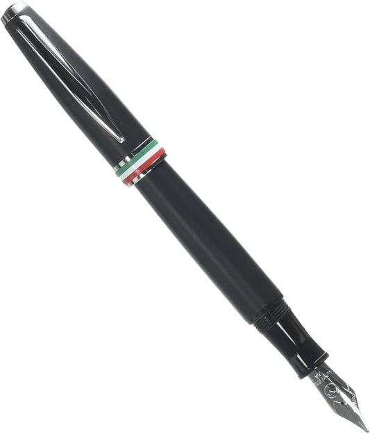 Monteverde USA Aldo Domani Italia Fountain Pen Matte Black - Broad Nib - Luxury Writing Pen - Italian Design - JoWo Stainless Steel Nib - Smooth Ink Flow - Refillable - Gift Box Included