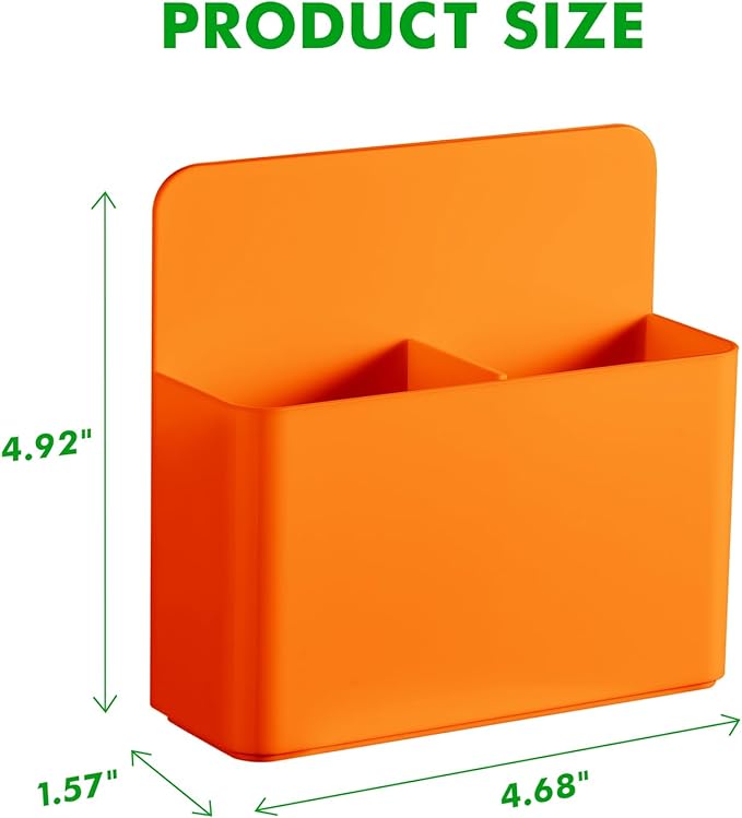 2 Pcs Magnetic Dry Erase Marker Holder for Whiteboard, Plastic Magnetic Pen Holder for Refrigerator Fridge, Magnet Pencil Cup for School Classroom, Locker Accessories,Pen Cup Organizer-Orange