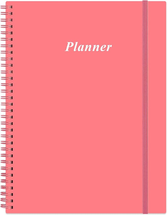 Undated Planner Pro - 8.5" x 11" Weekly & Monthly Planner to Achieve Goals & Increase Productivity, 12 Months Undated Agenda Daily Planner, Start Anytime, Pink