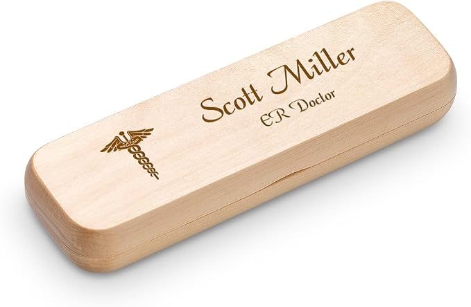 Executive Gift Shoppe | Doctor Theme Laser Engraved Maple Wood Double Pen and Box Set