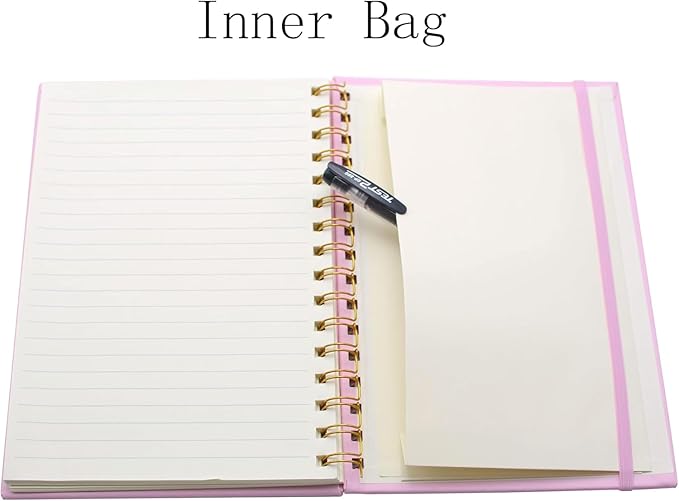 Daily Planner Notebook Spiral To Do List Notepad Undated Planner with Sticky Tabs and Interior Pockets 5.7" x 8.5",140 Pages Easily Manage Your Tasks and Productivity (1pcs Pink)