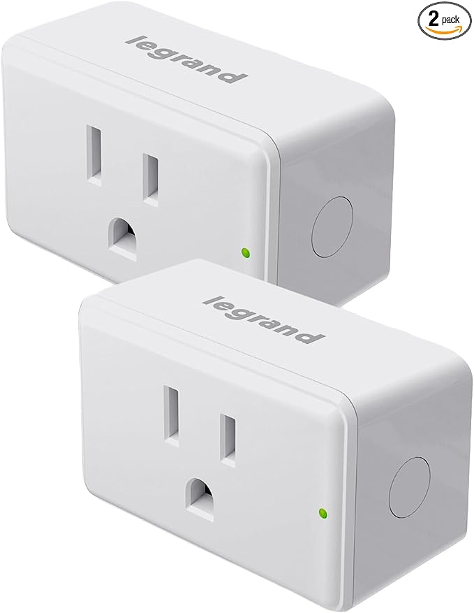 Legrand Radiant® Wi-Fi Matter Smart Plug Matter Hub Required 15A, Easy Setup, Enhanced Compatibility with Apple HomeKit, Google Home, Alexa & SmartThings, Easy Wi-Fi Connectivity w/ Matter (2 Pack)
