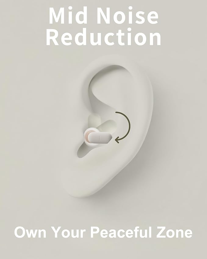 Dream Ear Plugs for Sleeping, 26 dB (SNR) Noise-Reduction Soft Silicone Earplugs with Patented Qufits Ear Tips and Portable Case, Reusable Earplugs for Sleep, Focus, Study, Travel - Beige