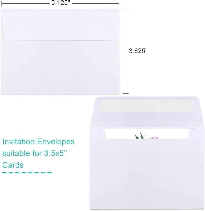 90 Packs A1 Envelopes, 3.625x5.125" Envelopes White, Small Envelope RSVP Envelope, Self Seal for Weddings, Photos, Postcards, Greeting Cards, Mailing