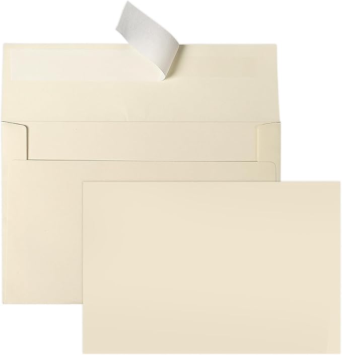 Goefun Ivory Blank Cards and Envelopes 4x6 (Not-Folded), Cream Flat Note Cards 4x6 and A6 Envelopes Self Seal 100 Pack for Wedding, Invitations, DIY Notecards, Birthday & All Occasion