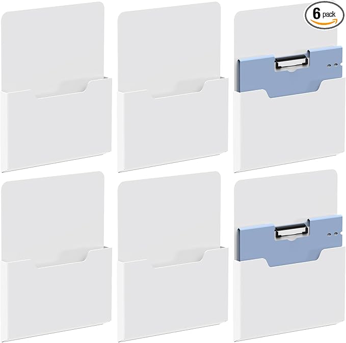 DALTACK Magnetic File Holder, File Folder Desk Organizer for Wall, Powerful Magnetic Clipboard for Mail, Paper, Book, Magazine, Letter, Desk Organizers and Accessories for Office Supplies, 6 Pack