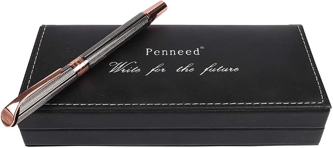 Penneed Rollerball Pen Gift Set for Men Women Executive Home Office Use, with Gift box Refillable 0.7mm Black Ink G5(Dark Gray)