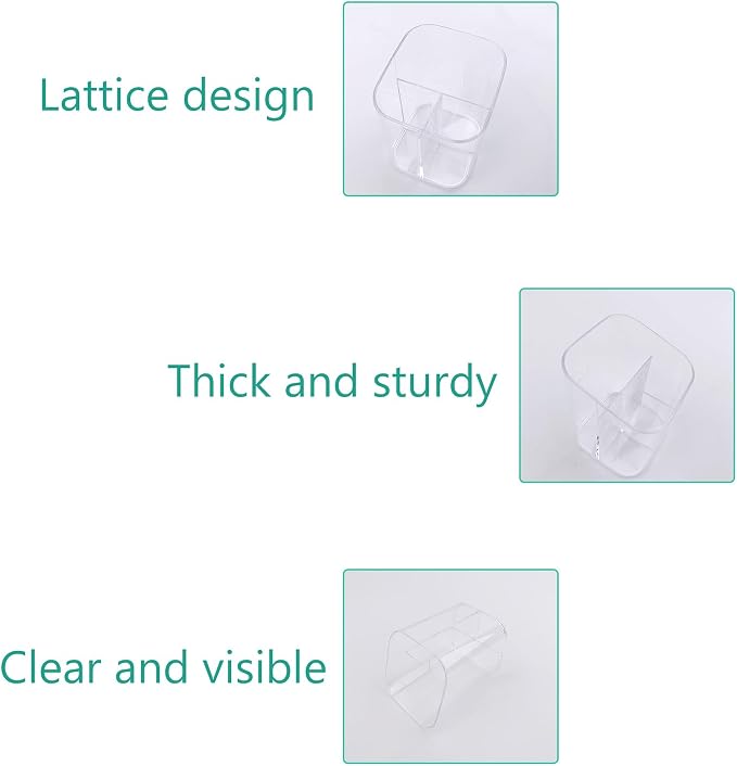 Newkita Acrylic Clear 3 Slots Pencil Pen Holder for Desk, Desktop Makeup Brush Storage Organizer Pen Cup Stand for Office School Home
