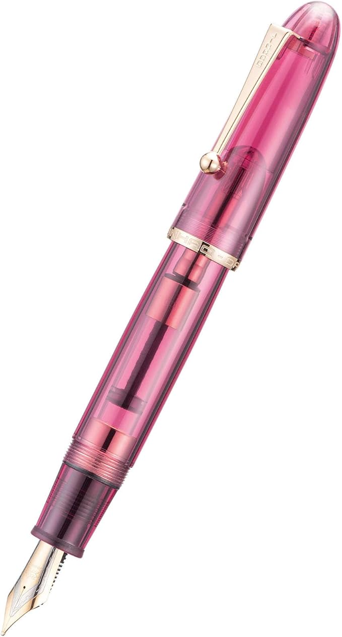 Jinhao 9019 Fountain Pen Dadao Series Transparent Wine Red Gold Trim #8 Fine Point Large Converter Smooth Writing Instrument