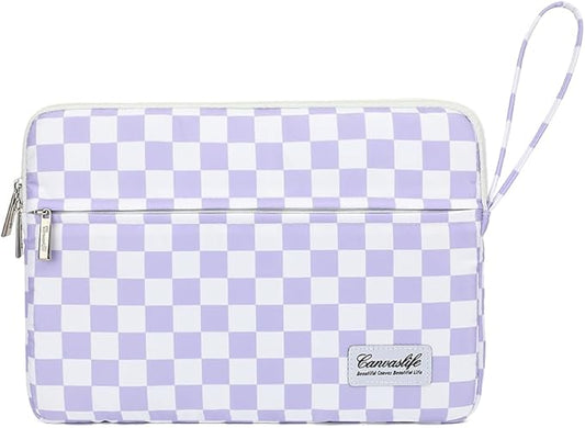 Canvaslife Laptop Sleeve Case Cover with Pocket for MacBook Pro 14 inch and 14 inch-14.4 inch HP, Lenovo, Dell, ASUS, Acer Notebook Computer (Purple Checker)