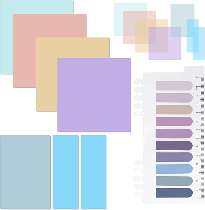 Pastel Transparent Sticky Notes, 550 Sheets Morandi Clear Sticky Tabs, Translucent Page Flags Book Markers Stickers, Bible Journaling Study Office School Supplies