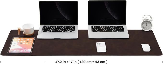 Distressed Leather Desk Mat - Non-Slip PU Desk Pad for Office and Home - Desk Organization and Accessories - Ideal for Large Mouse Pad and Desk Mats on Top of Desks(Espresso,47.2"x 17")