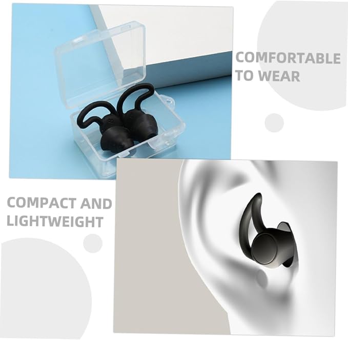 2pcs Noise Cancelling Silicone and Studying Comfortable Reusable for Musicians Work Nap and Noise Reduction Black