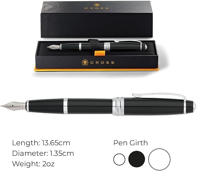 Cross Bailey Black Lacquer Medium With Stainless Steel Nib Self Serve S Fountain Pen