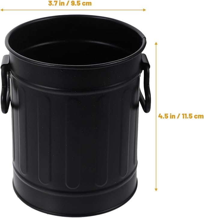 Alipis Desk Trash can Mini Metal Office Trash Container for Pens Stationery Storage Holder Small Desk Wastebasket for Home Office 4.52 X 3.74 X 3.74 in