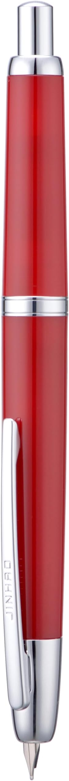 Jinhao 20 Press Fountain Pen, Palace Red Retractable Fine Nib with Ink Converter Set (Silver Clip)
