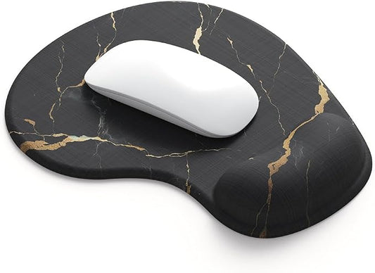 Office Mousepad with Gel Wrist Support - Ergonomic Gaming Desktop Mouse Pad Wrist Rest - Design Gamepad Mat Rubber Base for Laptop Computer -Silicone Non-Slip Special-Textured Surface (15MarbleB)