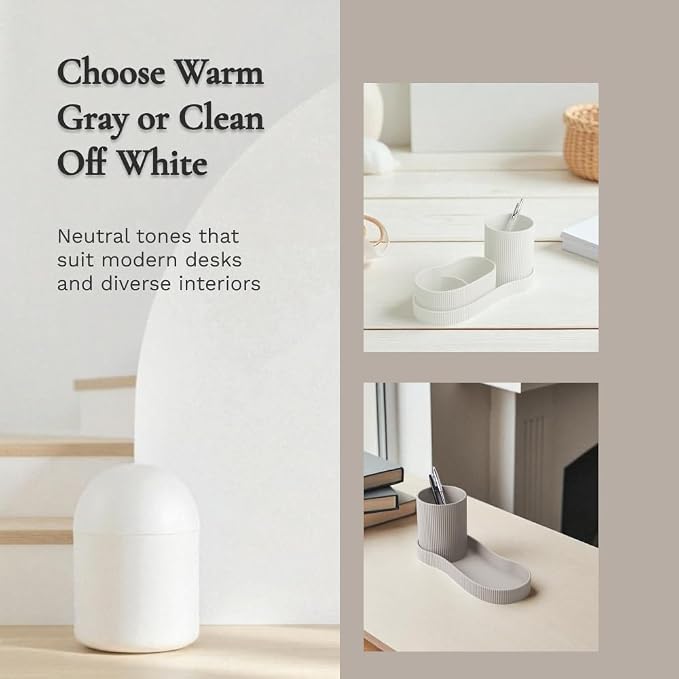 Eco-Friendly Minimalist Organizer for Desk & Home – Customizable Storage for Office Supplies, Stationery, and Accessories – Space-Saving Desktop Organization Solution (Warm Gray)