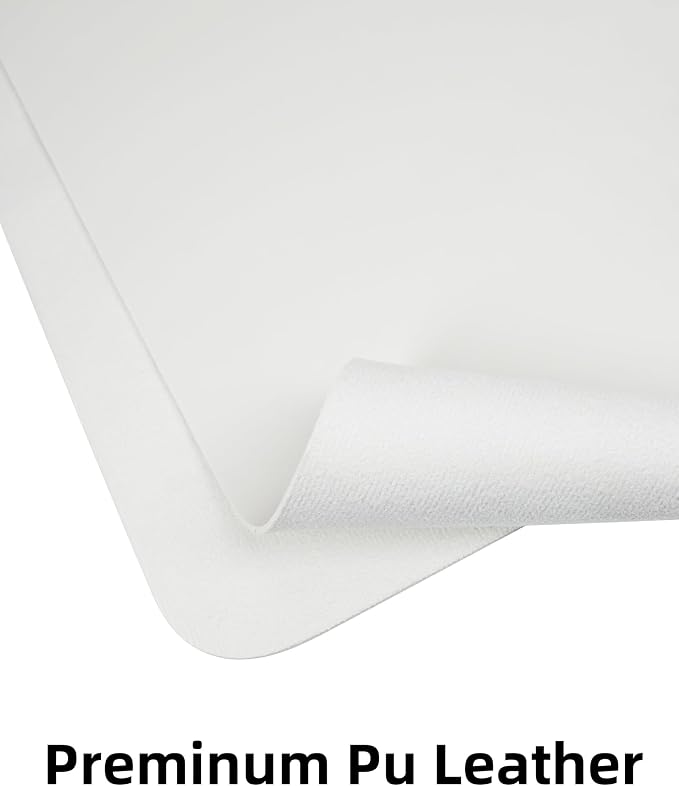 Leather Desk Pad Protector,Mouse Pad,Office Desk Mat, Non-Slip PU Leather Desk Blotter,Large Desk mat,Waterproof Keyboard mat for Office/Home/Decor (White,48" x 17")