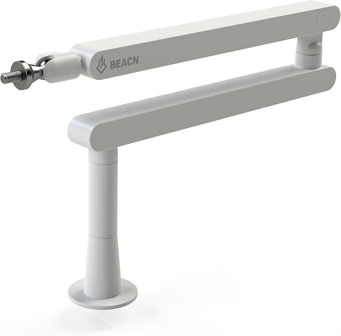 BEACN Mic Stand - Studio-Quality Low Profile Adjustable Microphone Arm with 360° Rotation, Cable Management, Easy Clamp, Universal Fit For Streaming, Podcasting, Gaming (White)