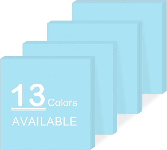 Super Sticky Notes,Self-Stick Note Pads 3 x 3 in,400 Sheets Sticky Notepad Bulk Post,Office Supplies,School Supplies,Christmas Decor (Light Blue, Sticky Notes 3x3)