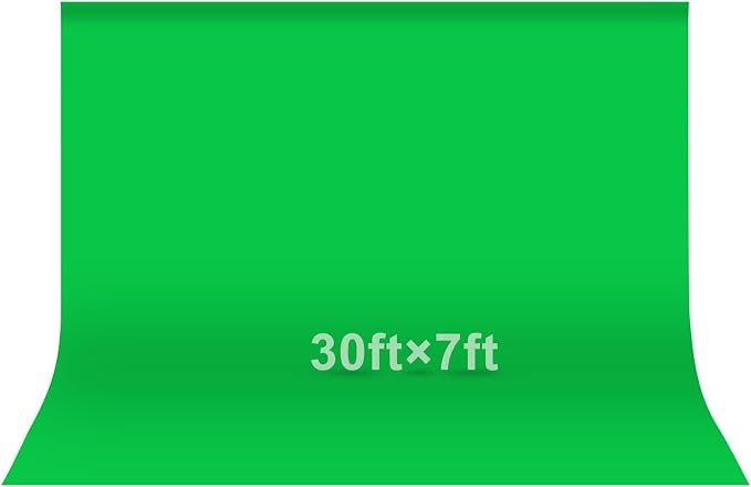 EMART Green Screen Photo Backdrop, 30x7 ft Photoshoot Backdrop Chroma Key Green Screen Polyester Cloth Fabric Curtain for Background Removal, Zoom Meeting, Photo Video Studio, Live Streaming