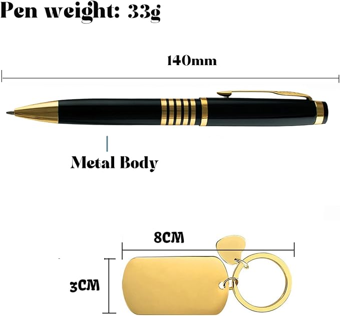 Yastar Personalized Ballpoint Pen Luxury Pen with a with Custom Keychain - Engraving with your Message Names Company Names Phone Number Gift for Business Men Women Friends Business Employees