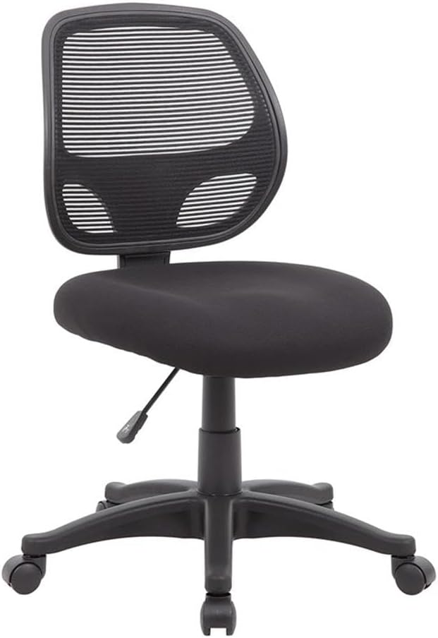 Scranton & Co Commercial Grade Mesh Task Chair, Black Linear Mesh Back, Lumbar Support, Adjustable Seat Height, 19" W x 25.5" D x 35-40" H, Heavy-Duty Home Office Chair with Nylon Base