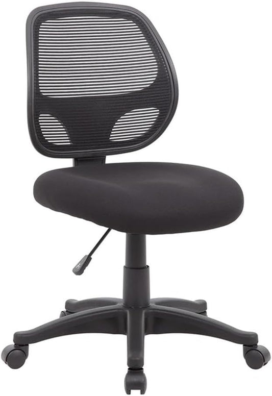 Scranton & Co Commercial Grade Mesh Task Chair, Black Linear Mesh Back, Lumbar Support, Adjustable Seat Height, 19" W x 25.5" D x 35-40" H, Heavy-Duty Home Office Chair with Nylon Base