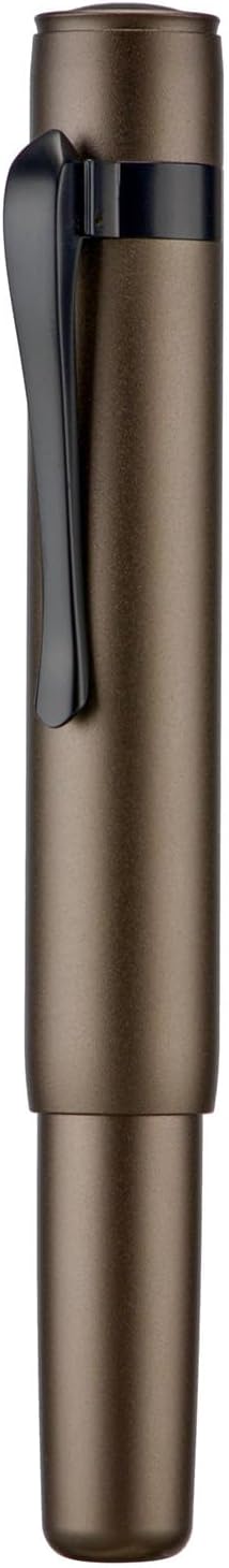 HONG DIAN M2 Black Forest Mini Fountain Pen, Medium Soft Nib & Sleek Shape Aluminium Short Pocket Travel Pen (Caramel Brown)