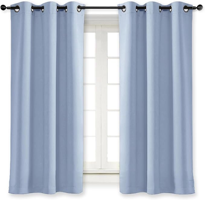 NICETOWN Blackout Curtain Blind for Bedroom, Single Panel, W42 x L54 inches, Vintage Blue, Thermal Insulated Grommet Blackout Room Darkening Drape/Drapery