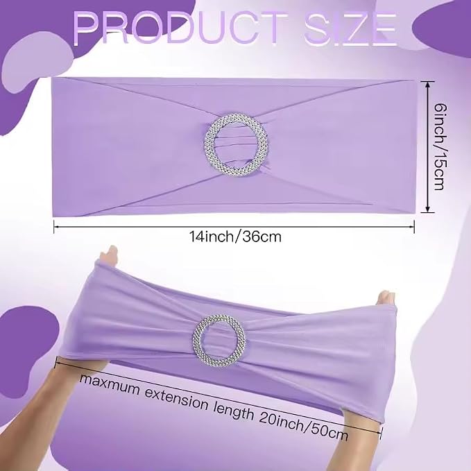 Tvoip 10PCS Chair Cover Stretch Band with Buckle Slider Sashes Bow Wedding Banquet Chair Decoration (Purple)